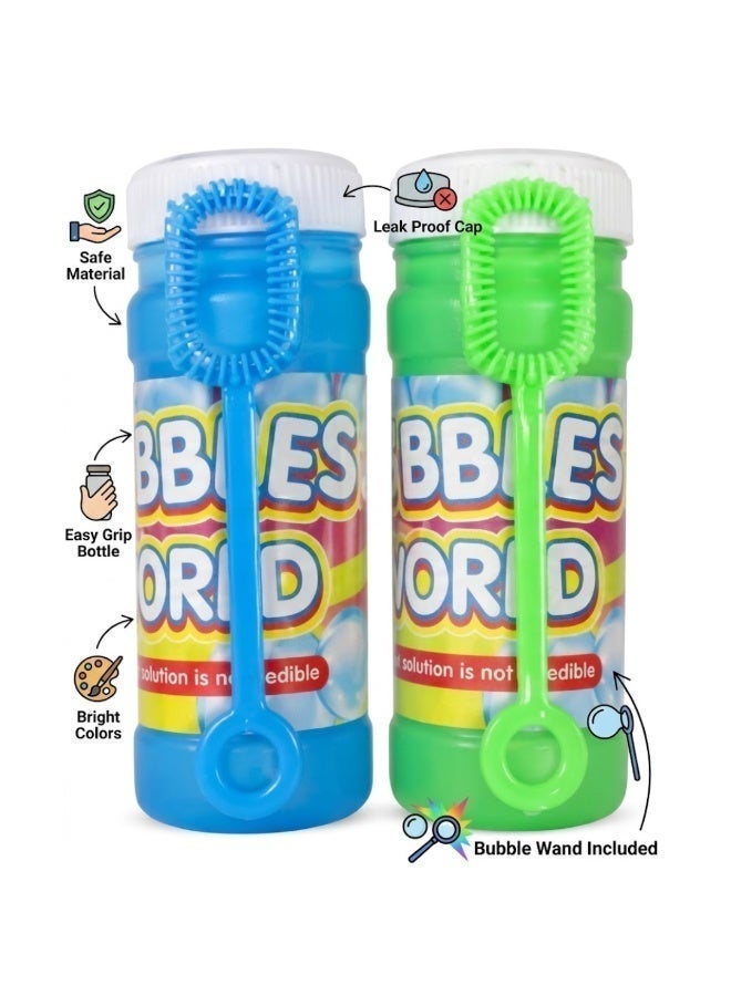 Pack of 2 Bubble Toy for Kids – Bubble Bottles with Wand, Non-Toxic Bubble Solution, Outdoor Bubble Maker for Toddlers, Boys & Girls, Summer Party Favors, Portable Bubble Blowing Set, Multi-Colour - Image 2