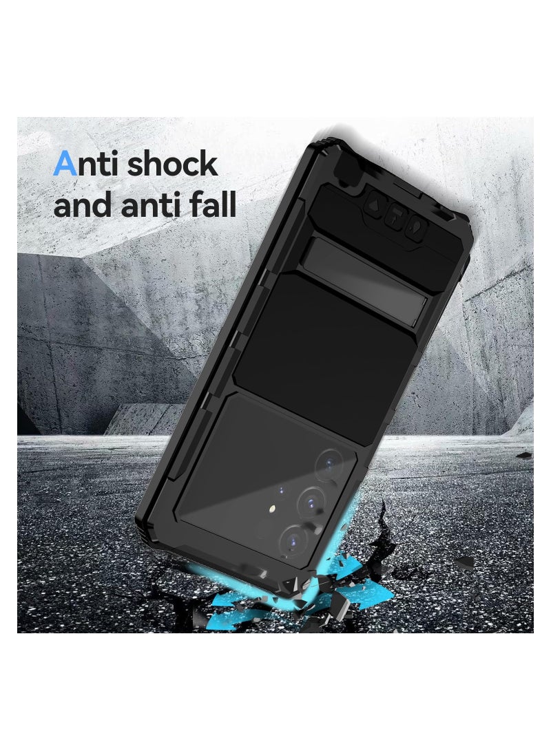 SYOSI Case for Samsung Galaxy S24 Ultra Case, Heavy Duty Metal Armor Case Military Grade Phone Case Black Armor Phone Case Fingerprintproof Dust Proof Metal Case for S24 Ultra Case - Image 5