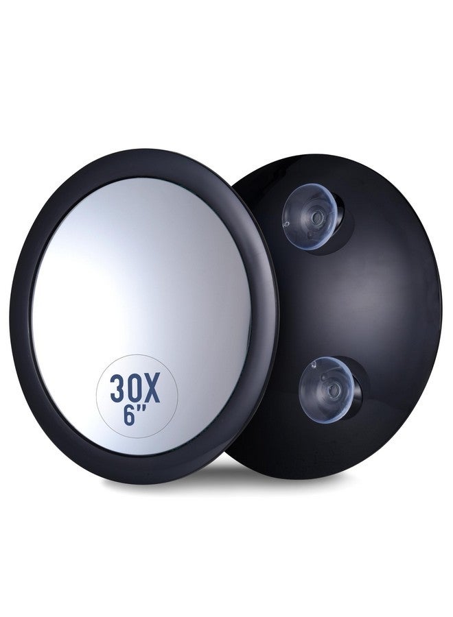 Mirrorvana Mega-Powerful 30X Magnifying Makeup Mirror - Stick On, Ultra Portable Travel Cosmetic Mirror For Precise Makeup And Grooming, 6-Inch (Black) - Image 1