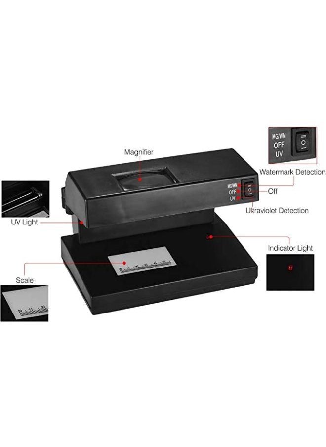 Generic - Desktop Counterfeit Bill Detector Cash Currency Banknotes Notes Checker Machine Support Ultraviolet UV and Watermark Detection with Magnifier Forged Money Tester - Image 1