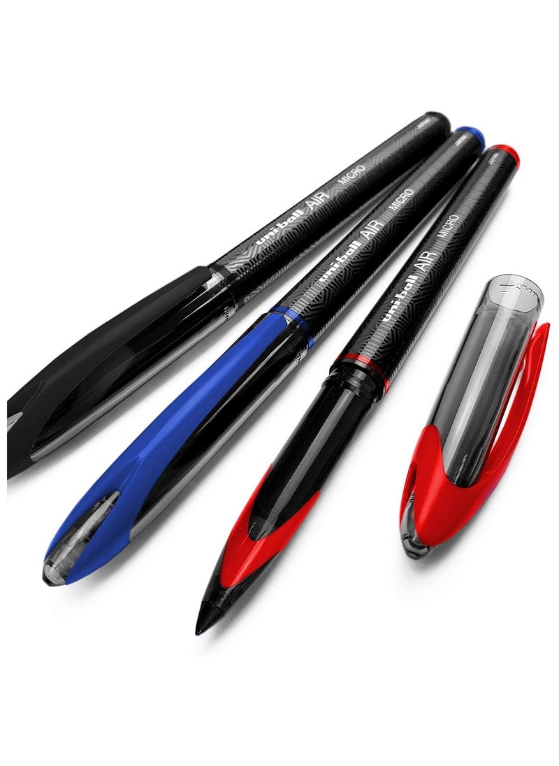 Uniball Uni-Ball AIR Micro - 0.5mm Fine Rollerball - Pack of 3 - Black, Blue, and Red - UBA-188-M  - Image 3