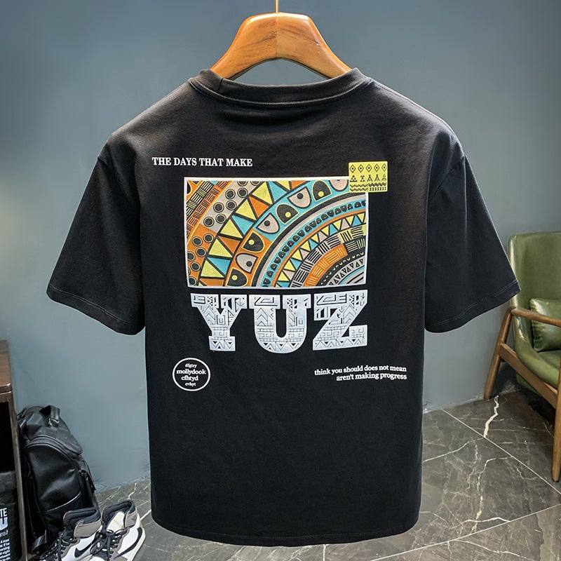 2023 New Short-Sleeved T-Shirt Men'S American Style Trendy Brand All-Match Breathable Loose Printed Instagram Style Trendy Top For Youth - Image 1