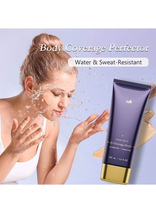 W Body Coverage Perfector, Waterproof Leg & Body Makeup, Tattoo Cover Up Makeup, 103ml (Golden Radiance) - Image 3