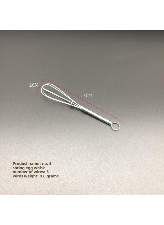 Generic Stainless Steel Wire Manual Egg Beater Spring Handle Mini Egg Gadget Kitchen Gadget Baking Milk Bubble Beating-Color:201 Stainless Steel 13cm  - Image 1