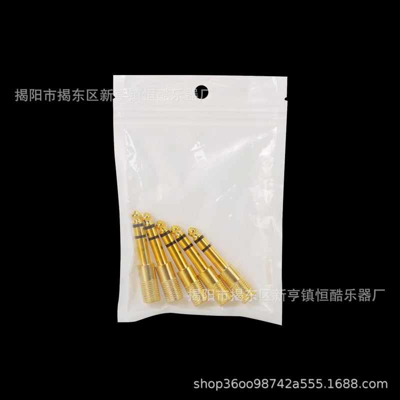 محول صوت 3.5 ثقب أنثوي إلى 6.35 قابس صوتي محول ميكروفون مكبر صوت إلكتروني - Image 1