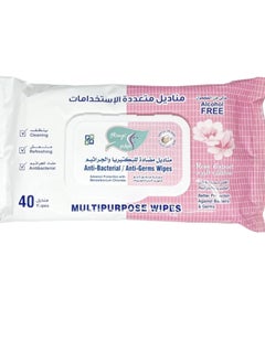 Alarays Anti Bacterial And Anti Germs Wipes 40 Wipes Rose Extract 