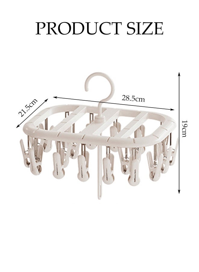 DUNISO Foldable Sock Dryer Hanger Plastic Durable Sock Dryer with 20 Strong Clips Space-Saving Rustproof Windproof Sock Hanger Multi-Functional Rotary Wind-sock Dryer Hanger for Shoe Insoles, Socks, Underwear, Baby Clothes - Image 4