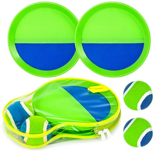 Qrooper Sticky Toss and Catch Ball Game Set Kids Toddlers Outdoor Indoor Activity Toys for Boys Girls 3 4 5 6 7 812 Year Old Great Games for Beach Pool Yard Birthday Gifts Easter Basket Stuffers - Image 1