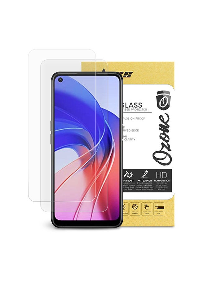 O Ozone Tempered Glass for OPPO A55 LTE Screen Protector HD Full Coverage - Pack of Two - Clear  - Image 1