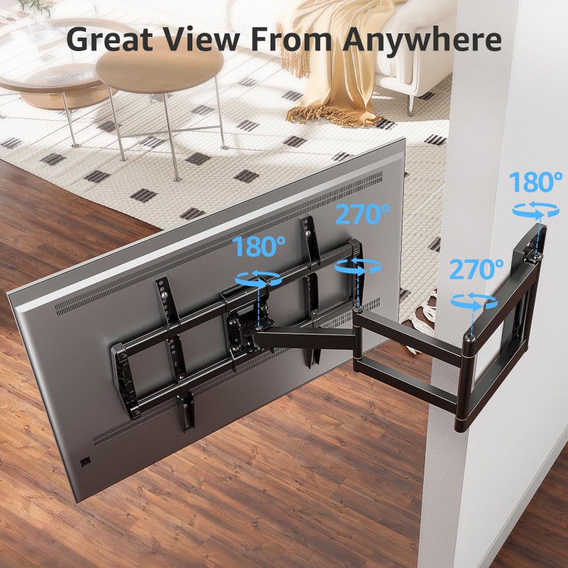 MOUNTUP Full Motion TV Wall Mount with 30â€ Extension & Tilt & Swivel for Most 42-75 Inch TVs, Long Arm TV Mount Corner Bracket Articulating Arm Mount, Max VESA 600x400mm and Up to 99 lbs, MU0057-L - Image 4