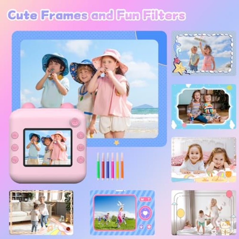 Camera with Instant Print, Instant Camera for 3 Rolls of Print Paper and 5 Colored Pens and DIY, Birthday Gifts for Boys and Girls Age 3-12 Years Old - Image 4