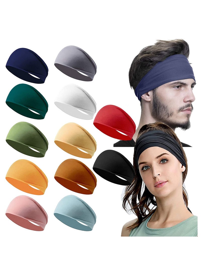 Excefore 12PCS Women's Headbands Athletic Yoga Workout Sports Exercise Headband Elastic Non Slip Sweat Wicking Summer Cloth Hair Bands  - Image 1