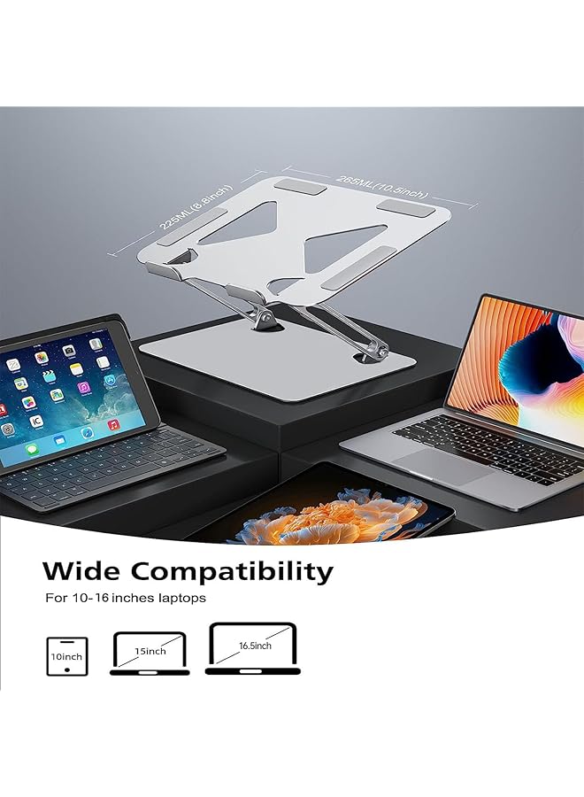 erorex Adjustable Laptop Stand Holder Portable Laptop Riser Ergonomic Aluminum Laptop Riser For Desk Foldable Laptop Holder Portable Laptop Riser For 10 16 Inch Laptop Notebook Tablet And More  - Image 2