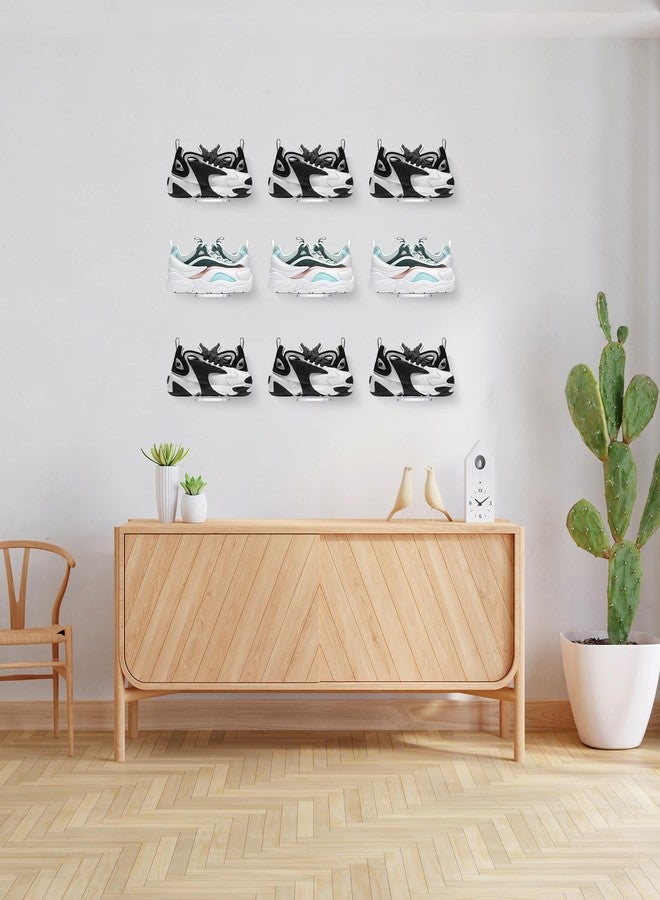 Pafeooui 10 Pack Acrylic Floating Shoe Shelves, Clear Wall Mount Display Rack for Sneakers Collection, Shoe Organizer Holder with Hardware, 8x3x2 Inch - Image 4