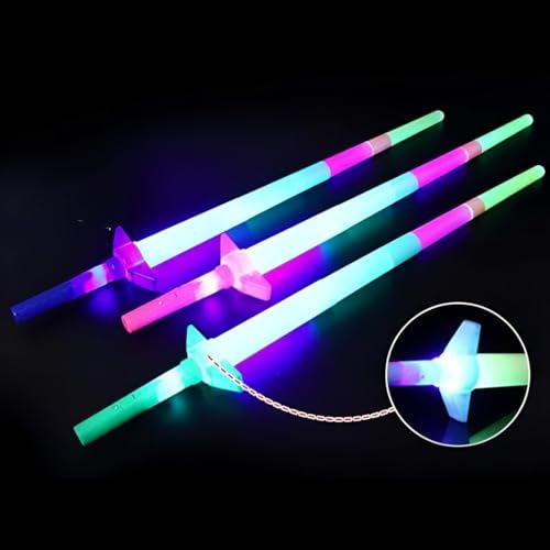 MeeTo LED Light Glowing Sword in Dark Flashing Foldable Sword Stick Light Toys for Kids, Led Talwar Light for Dancing, Fun, Entertainment, Baby, Boys and Girls Gift (2) - Image 3