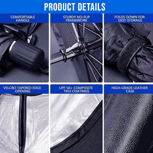 LAXIS® Umbrella Sun Shade for Car Front Windshield – Foldable Polyester Car Umbrella Sun Shade, Heat Insulation & UV Protection, Windshield Cover for Cars, SUVs & MPVs – Durable Full Coverage (Black) - Image 5