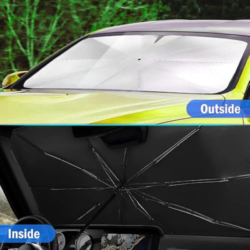 LAXIS® Umbrella Sun Shade for Car Front Windshield – Foldable Polyester Car Umbrella Sun Shade, Heat Insulation & UV Protection, Windshield Cover for Cars, SUVs & MPVs – Durable Full Coverage (Black) - Image 4