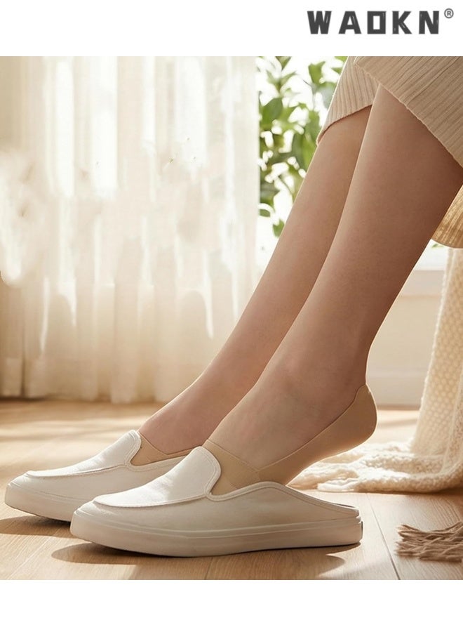 WAOKN 6 pcs women Socks , Womens for Flats Loafers Heels, Non Slip Thin Invisible ,Comfortable and breathable, anti slip and odor proof, ultra-thin and invisible , suitable for summer , Skin tone and black . - Image 3