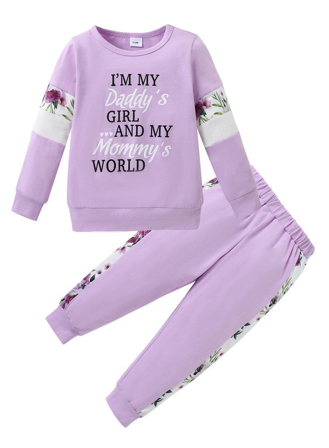 YALLET Toddler Clothes for Girls 2PCS Fall Winter Outfits Toddler Girl Clothes Sweatshirts+ Pants Set Baby Sweatsuit Clothing(Purple, 4-5T) - Image 1