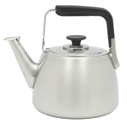 Sur La Table Kitchen Essentials Large 2 QT Heavy Gauge Brushed Stainless Steel Whistling Tea Kettle
