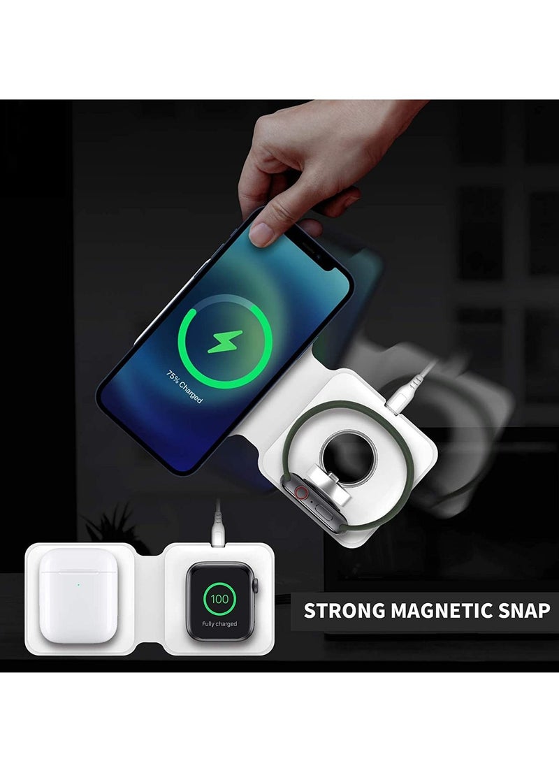 Generic - Wireless Charging Pad, Portable 2 in 1 Foldable Charging Dock Power Station for Apple Watch 7/6/5/4/3/2, Multiple Devices Wireless Charger for iPhone 13, 12, Pro, Pro Max, AirPods - Image 1