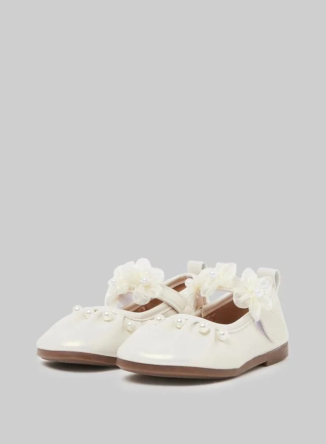 Styli Girls Embellished Velcro Ballerina Shoes