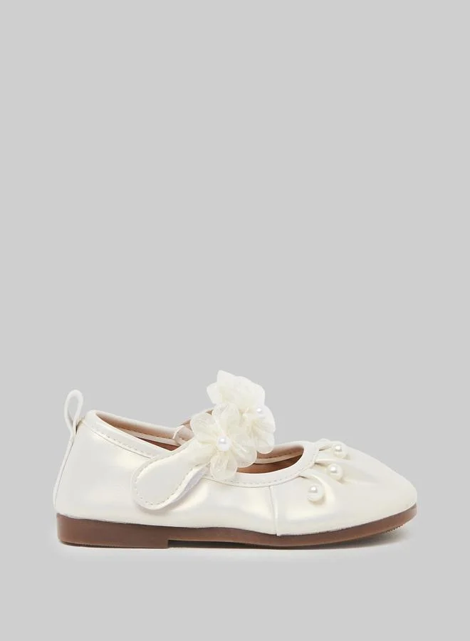 Styli Girls Embellished Velcro Ballerina Shoes