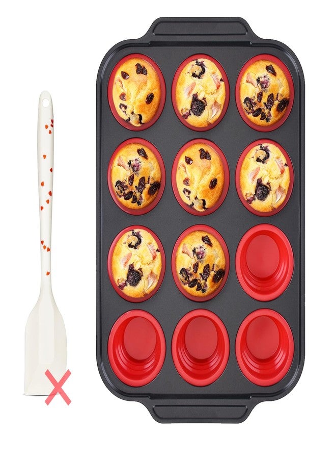 Lyveit Silicone Muffin Pans for Baking with Metal Reinforced Frame, Nonstick Cupcake pans 12 regular size, Muffin Tin Easy to Pop, Silicone Egg Bite Molds for Oven Dishwasher Safe - Image 1