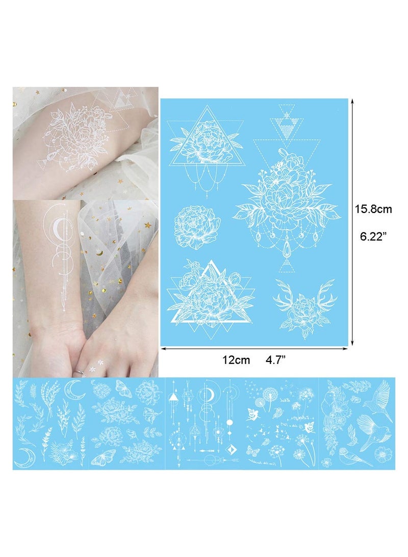 SYOSI 16 Pack White Temporary Face Tattoos for Women Girls Creative Fake Flash Lace Freckle Tattoo Stickers Perfect for Bride Wedding Party Festival Nontoxic on Body - Image 4