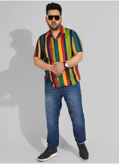 Instafab Plus Men's Multicolour Striped Regular Fit Casual Shirt  - Image 5