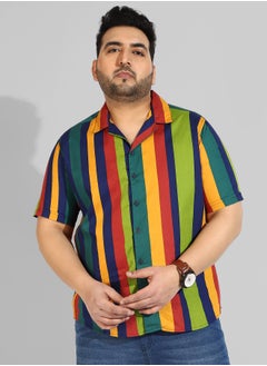 Instafab Plus Men's Multicolour Striped Regular Fit Casual Shirt  - Image 2