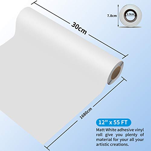 Prime Vinyl Permanent Vinyl- Glossy White Adhesive Vinyl for All Cutting Machine, 12" x55 FT Permanent Outdoor for Decor Sticker, Home Decal, Scrapbooking, Signs - Image 4