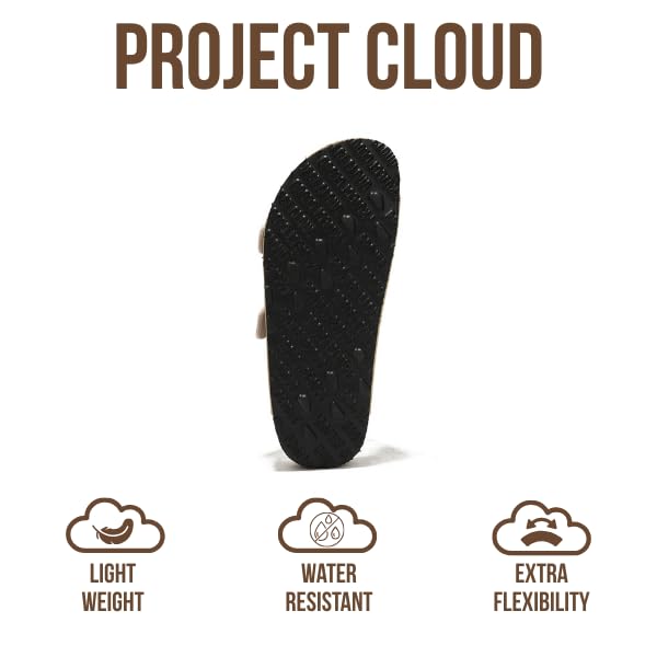 Project Cloud Genuine Leather Flat Sandals Women 2025 Beach Essentials Womens Sandals Memory Foam Vacation Essentials Slides for Women Footwear (Venita, Beige, 8) - Image 4