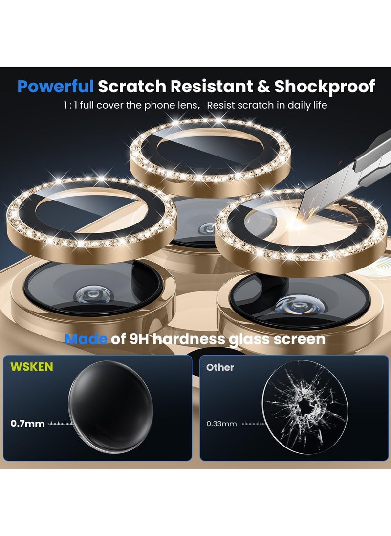 Generic - Camera Lens Protector for iPhone 16 Pro/iPhone 16 Pro Max, Shatterproof, Ultra-thin Aluminum Alloy Ring, Camera Lens Protective Film, (Glitter Gold) - Image 1