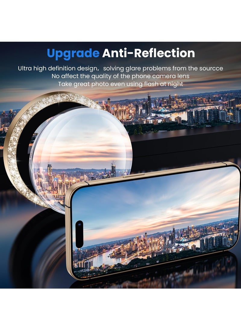 Generic - Camera Lens Protector for iPhone 16 Pro/iPhone 16 Pro Max, Shatterproof, Ultra-thin Aluminum Alloy Ring, Camera Lens Protective Film, (Glitter Gold) - Image 1
