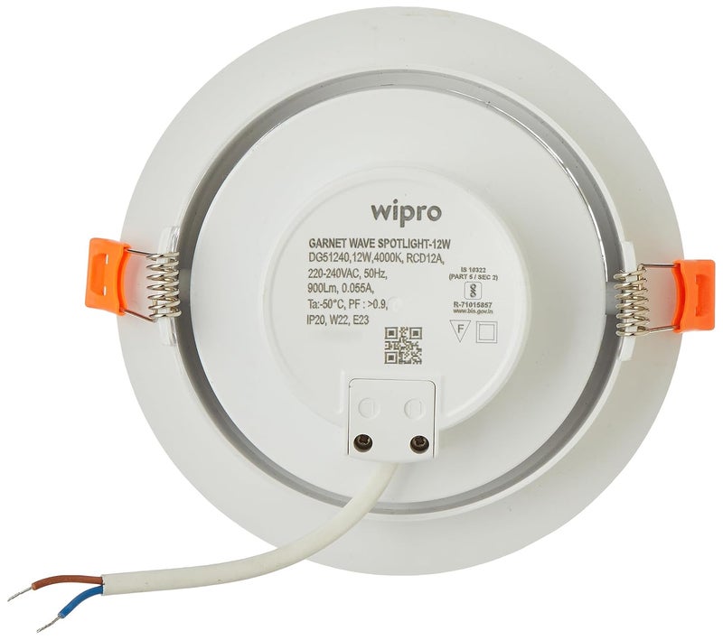 WIPRO Wipro Garnet 12W Round LED Wave Spotlight COB Spotlight for CeilingNeutral White Light 4000K Adjustable Design Recessed Tiltable Downlighter for False Ceiling Cutout 125mm Pack of 12  - Image 4