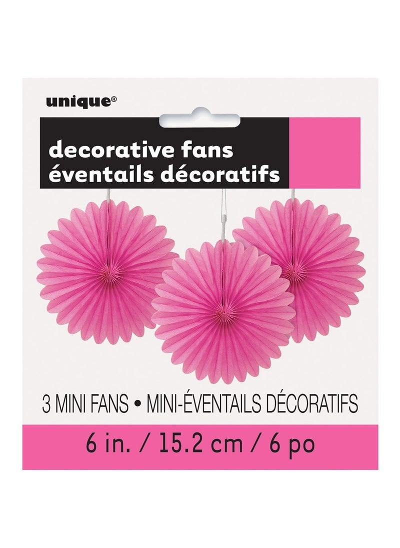 Unique Hanging Rosettes Pink Paper 15cm 3-Pack - Image 2