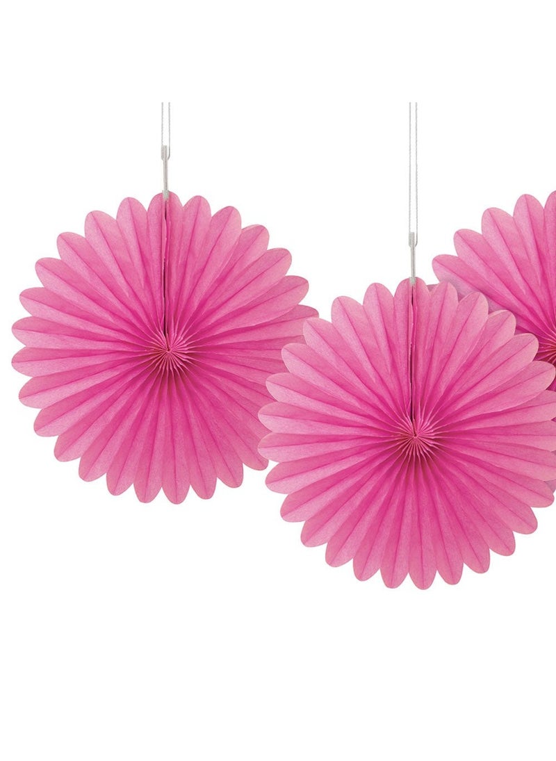 Unique Hanging Rosettes Pink Paper 15cm 3-Pack - Image 1