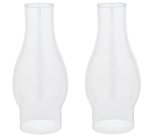 Ciata Oil Lamp, Glass, Victorian Hurricane Chimney Lamp Globe Replacement, 8-1/2 Inch Handblown Clear Glass Chimney Lamp Shade with 3 Inch Fitter and 4 Inch Bulge - 2 Pack - Image 1