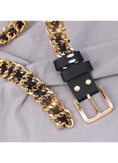 SYOSI Metal Leather Chain Belts Punk Style Waist Belt for Women Dress Jeans Punk Rock Waist Belts  - Image 4