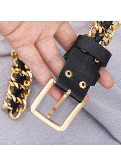 SYOSI Metal Leather Chain Belts Punk Style Waist Belt for Women Dress Jeans Punk Rock Waist Belts  - Image 3