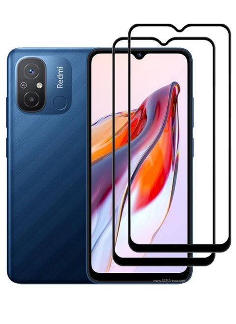 2 Pieces Tempered Glass Screen Protector 5D Designed For Xiaomi Redmi 12C Full Glue Edge to Edge Full Screen Coverage And Bubble Free