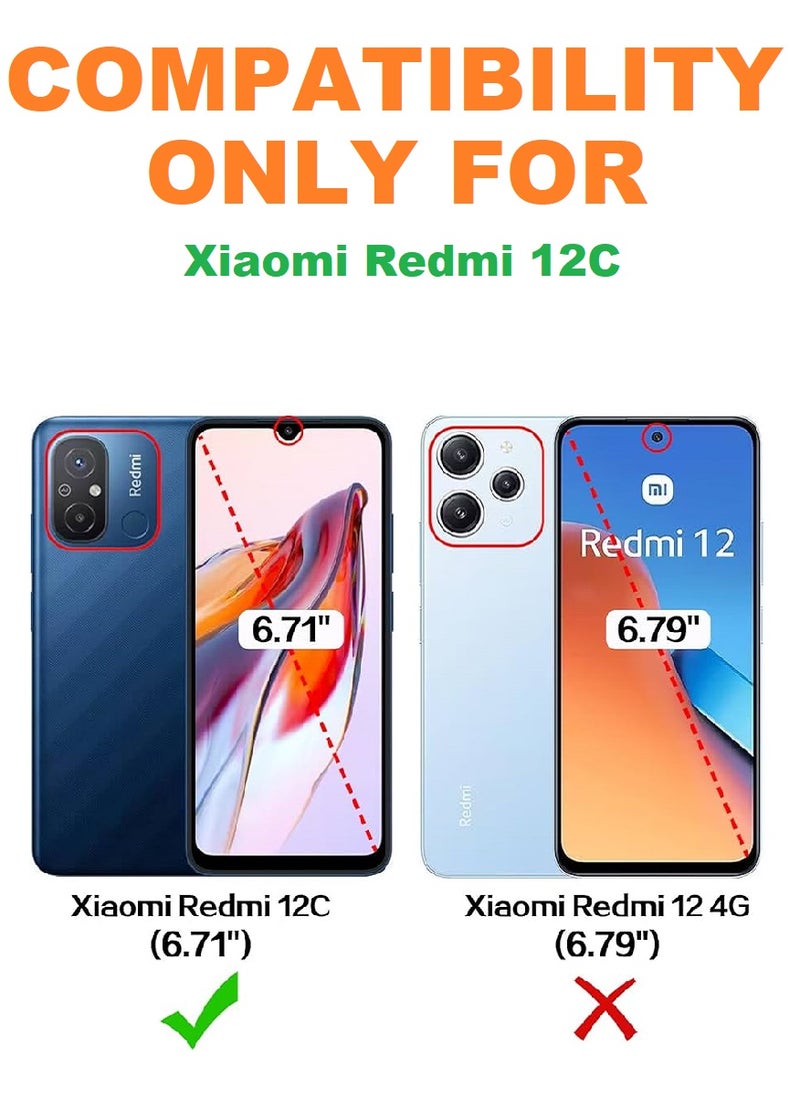 2 Pieces Tempered Glass Screen Protector 5D Designed For Xiaomi Redmi 12C Full Glue Edge to Edge Full Screen Coverage And Bubble Free