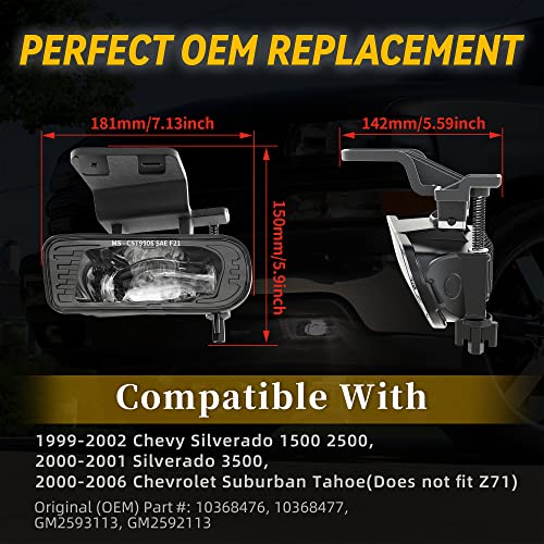 RAMJET4X4 Upgraded LED Fog Lights Fog Lamps DOT Approved Replacement Compatible with 1999-2002 Chevy Silverado 1500 2500 3500, 2000-2006 Chevy Suburban Tahoe - Image 3