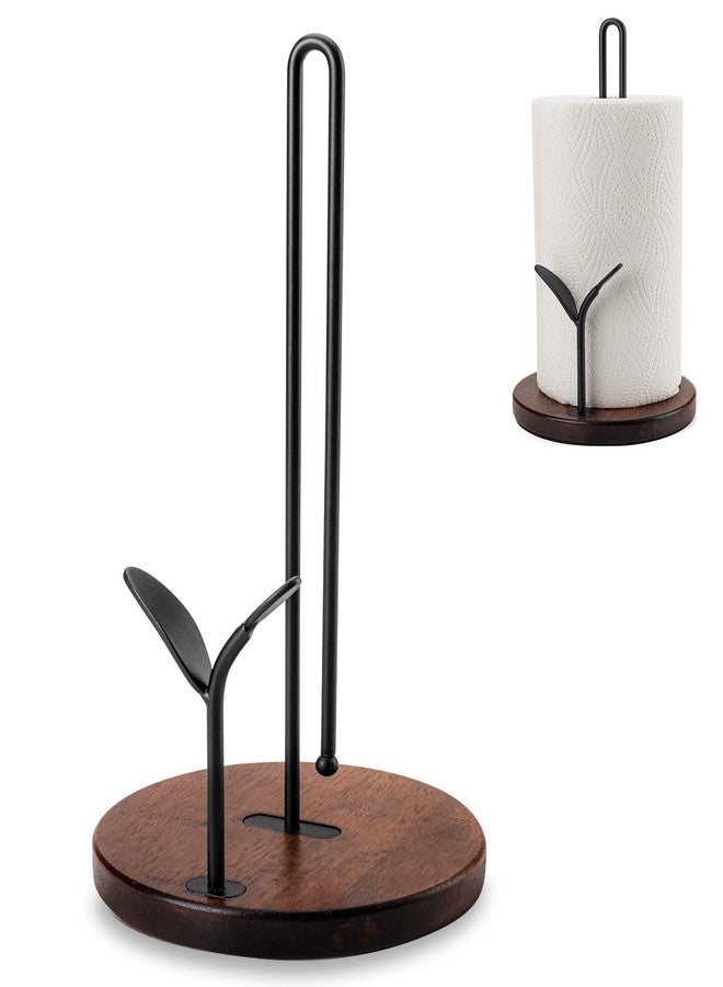 ALLCENER Paper Towel Holder Countertop, Wood Paper Towel Holder Stand, Easy One-Handed Tear Rustic Paper Roll Holder for Kitchen Dining Table Home Decor, High Model Easy to Install(for 11" Paper) - Image 1