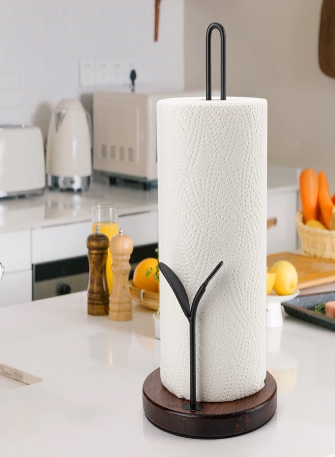 ALLCENER Paper Towel Holder Countertop, Wood Paper Towel Holder Stand, Easy One-Handed Tear Rustic Paper Roll Holder for Kitchen Dining Table Home Decor, High Model Easy to Install(for 11" Paper) - Image 4