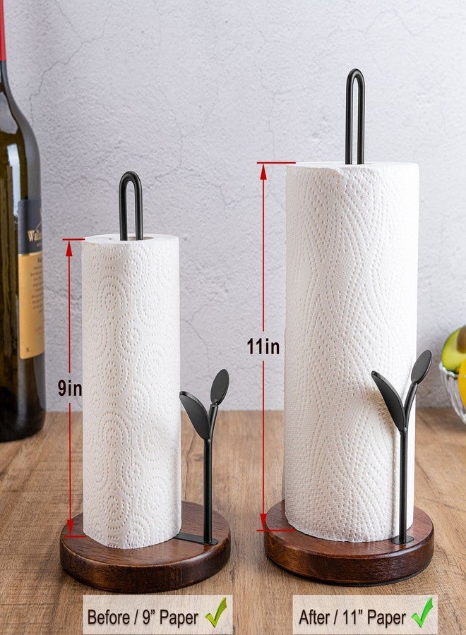 ALLCENER Paper Towel Holder Countertop, Wood Paper Towel Holder Stand, Easy One-Handed Tear Rustic Paper Roll Holder for Kitchen Dining Table Home Decor, High Model Easy to Install(for 11" Paper) - Image 2
