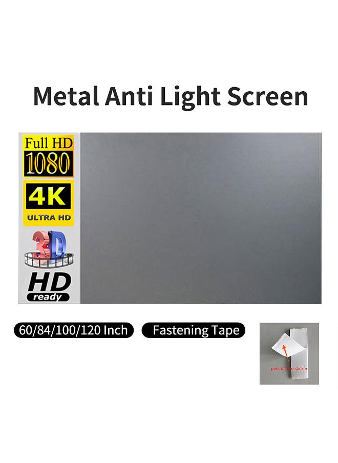 Generic 120 Inch Portable Metal Projector Screen Anti-Light Movie Screen 16:9 3D 4K 1080P HD Foldable Projection Screen Easy to Clean with Fastening Tapes for Home Theater Indoor & Outdoor Entertainment  - Image 2