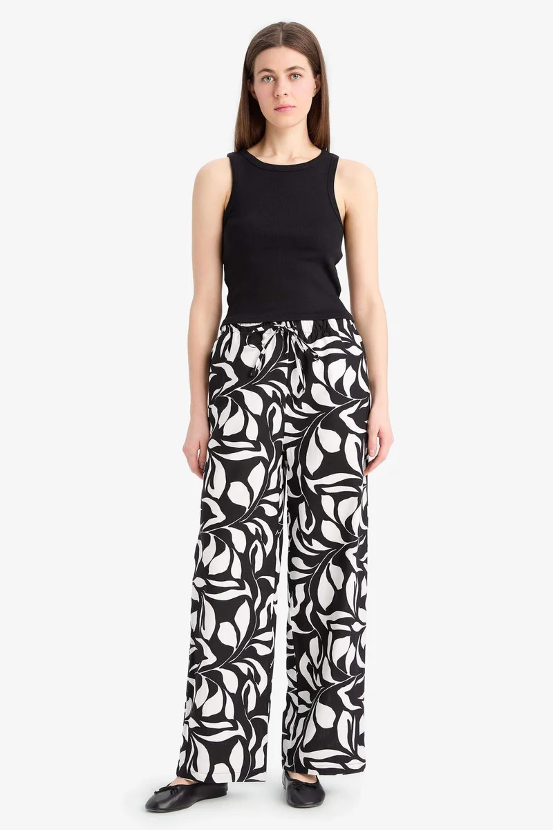 ديفاكتو Poplin High Waist Wide Leg Trousers