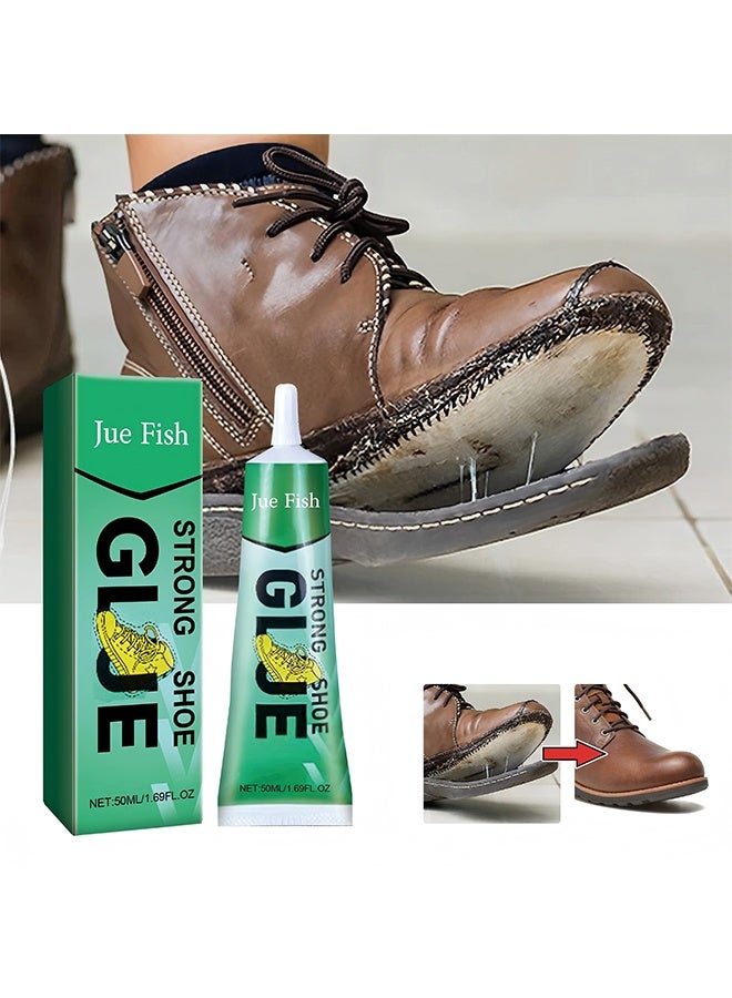 JUE FISH Shoe Glue Strong, Slow-Drying Transparent Shoe Repair Glue, Waterproof, Non-Hardening Glue for Shoes, Sole And Upper Repair Glue, Shoes Glue for Repairing Shoes, Boots, Leather（50ml） - Image 1